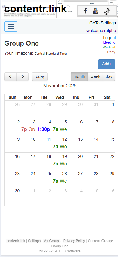 Web Calendar - Mobile View